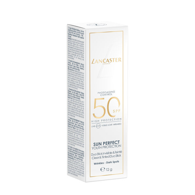סטיק דו צדדי שקוף ועם גוון 50 SPF כנגד קמטים וכהויות