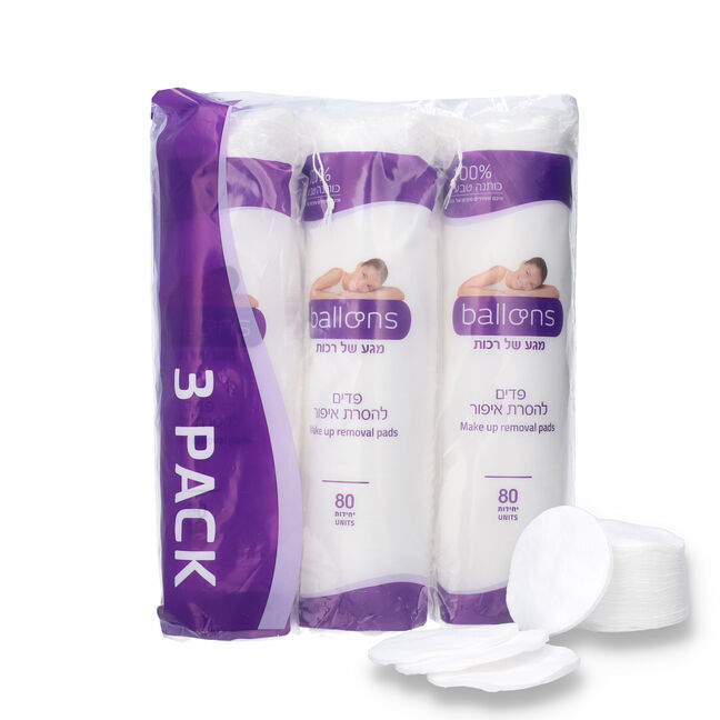 פדים קוסמטיים להסרת איפור רכים במיוחד שלישייה