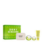 מארז לאישה BE DELICIOUS א.ד.פ 100 מ"ל + 15 מ"ל + תחליב גוף מבושם 100 מ"ל + נרתיק image number null