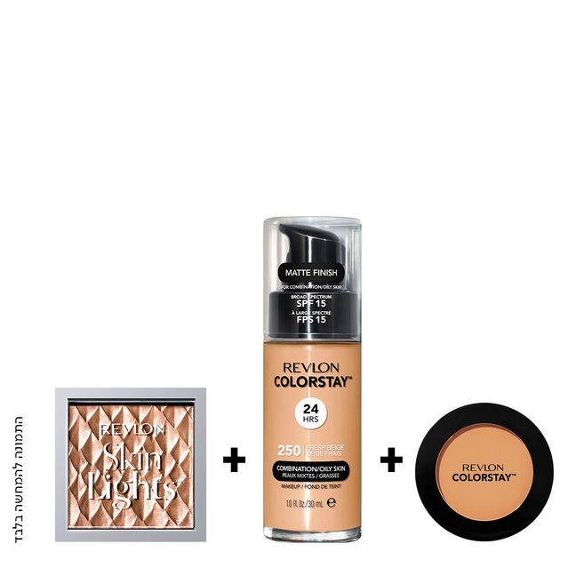מייקאפ COLORSTAY + היילייטר SKINLIGHTS + פודרה